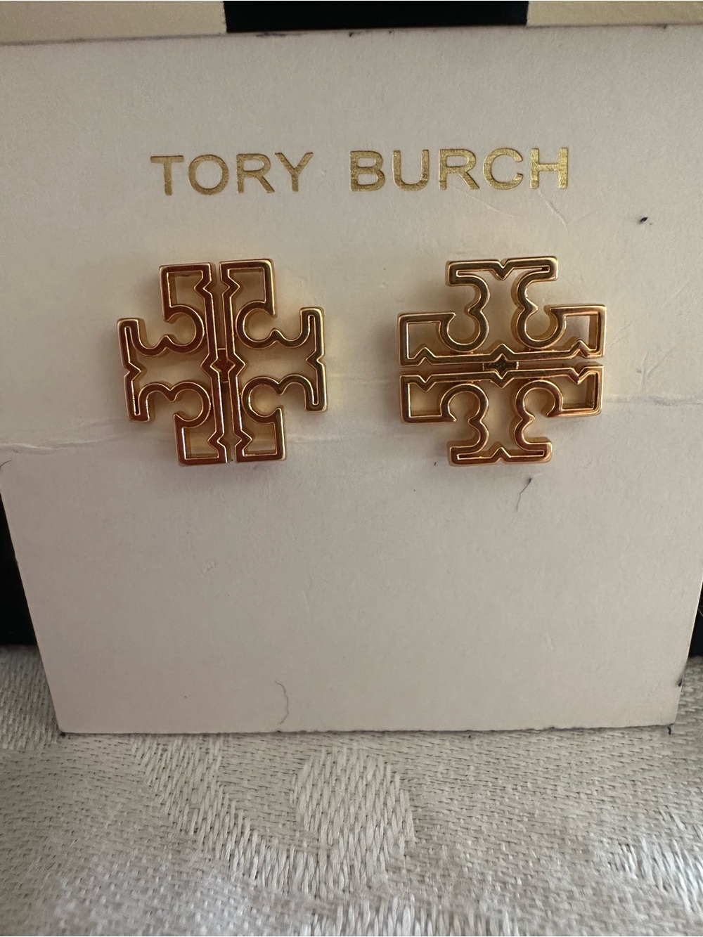 Tory Burch Rose Gold Double-T Logo Stud Earrings